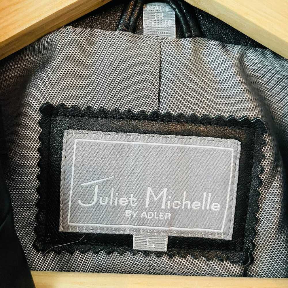 Juliet Michelle Black Leather Midi Length Coat - image 2