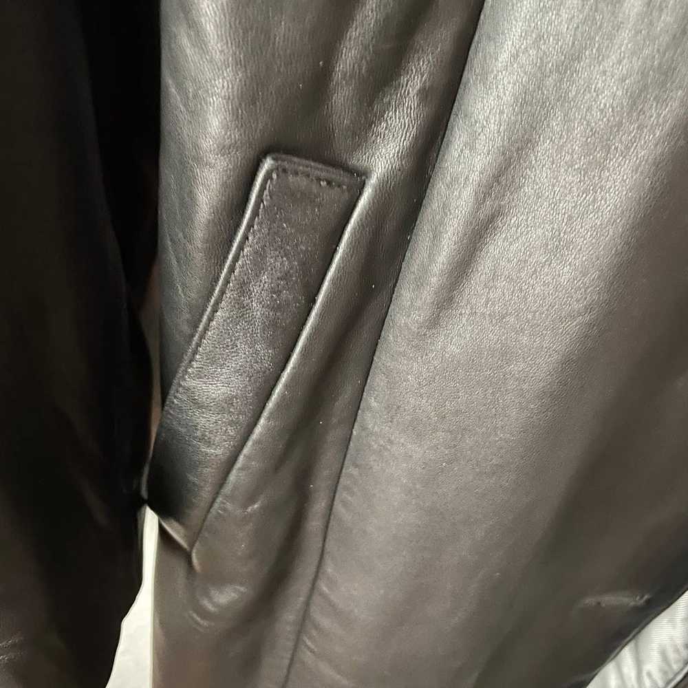 Juliet Michelle Black Leather Midi Length Coat - image 5