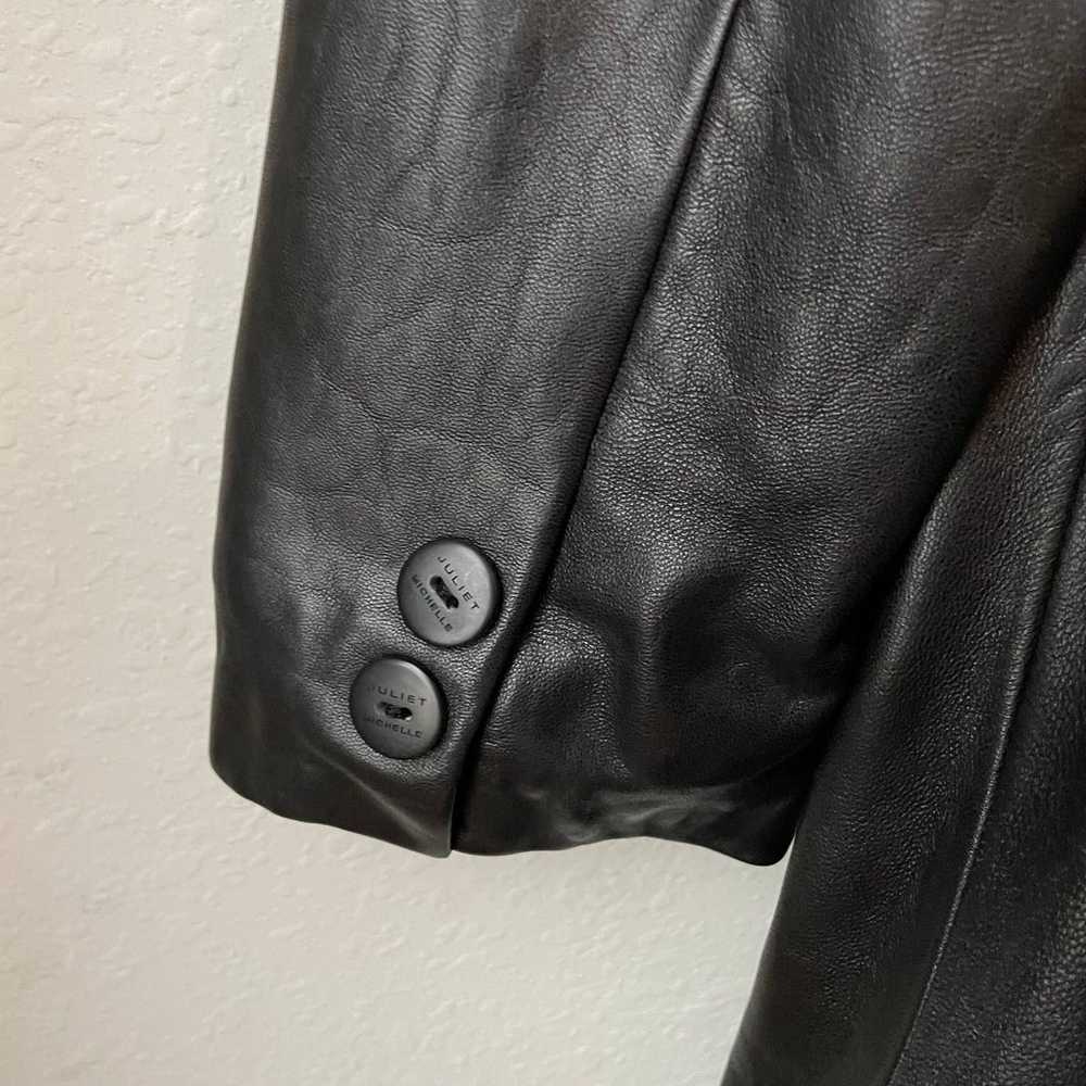 Juliet Michelle Black Leather Midi Length Coat - image 8