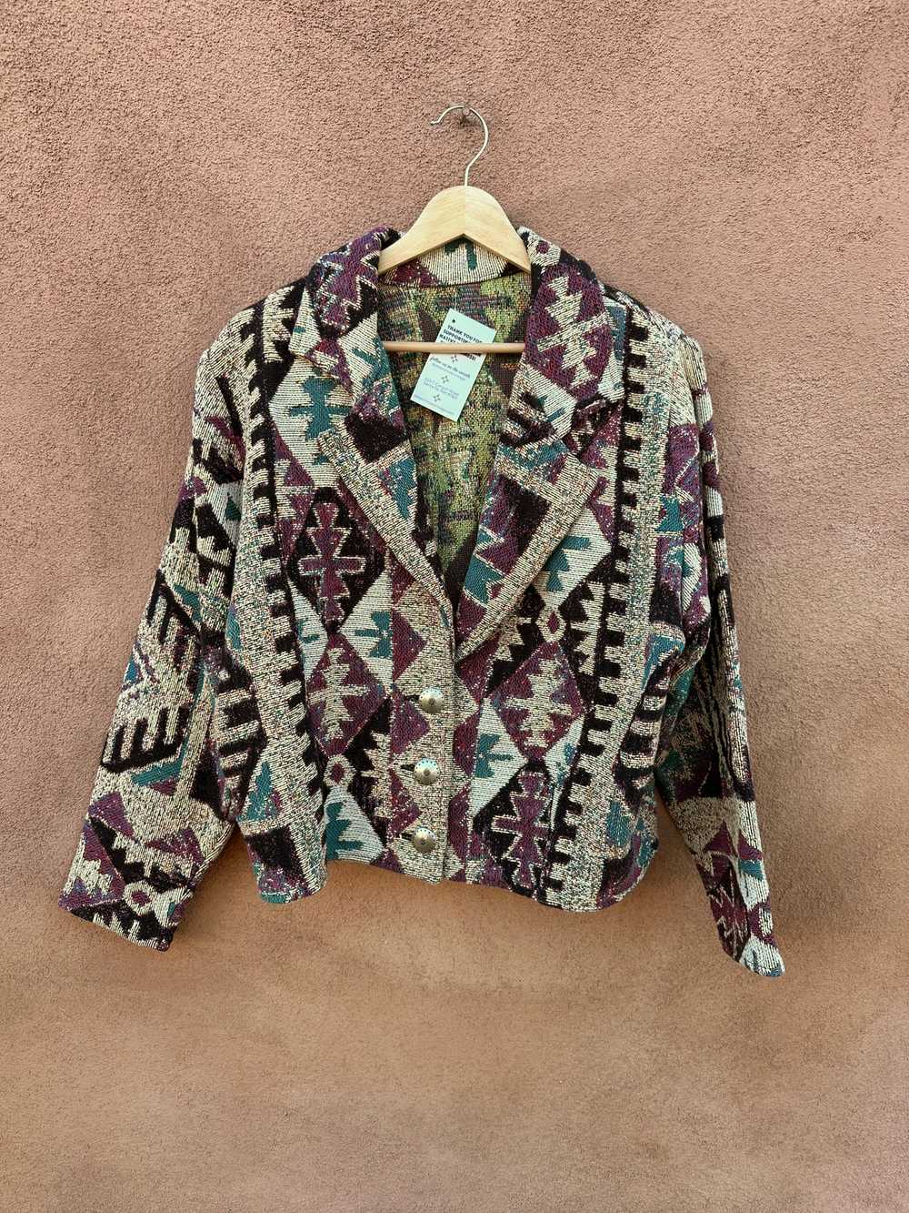 Southwest Style Tapestry Jacket with Concho Butto… - image 1