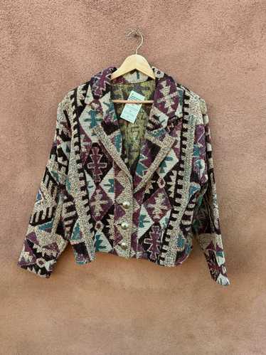 Southwest Style Tapestry Jacket with Concho Button