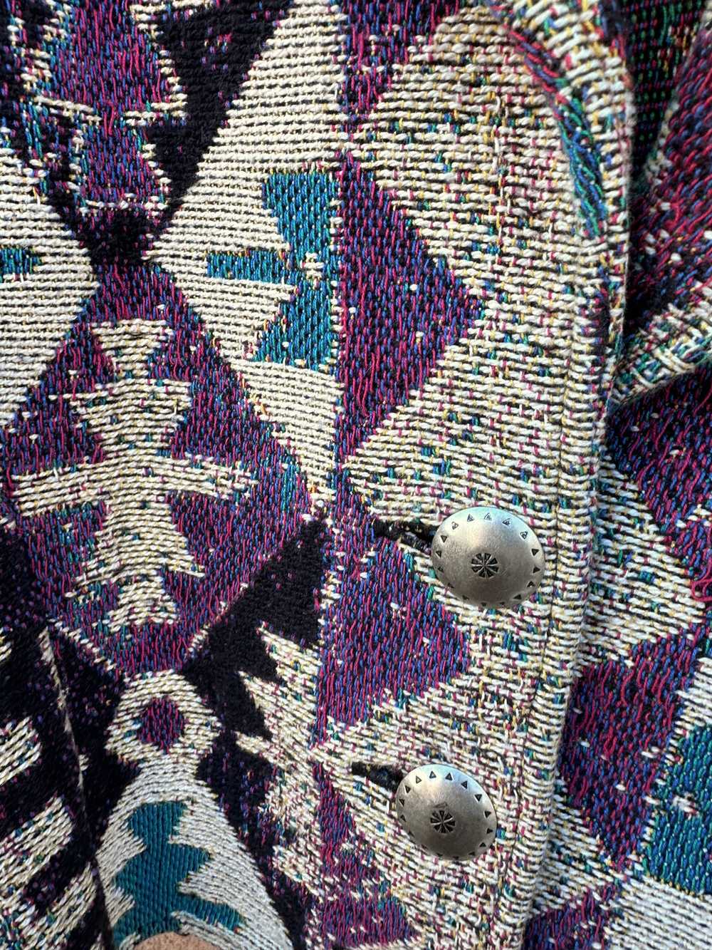 Southwest Style Tapestry Jacket with Concho Butto… - image 3