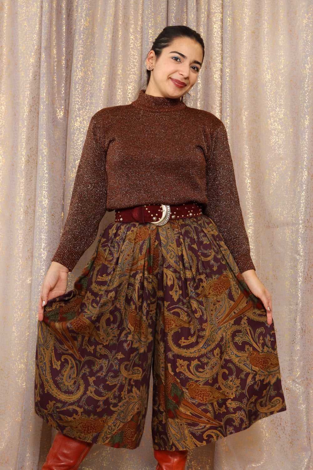 Copper Lurex Crop Sweater S-L - image 3