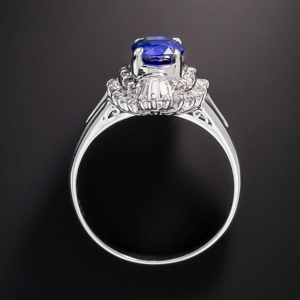 Estate 1.43 Carat Sapphire Diamond Platinum Ring - image 3