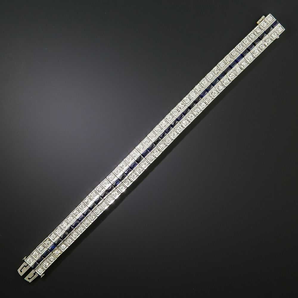 Art Deco Diamond and Synthetic Sapphire Bracelet - image 2