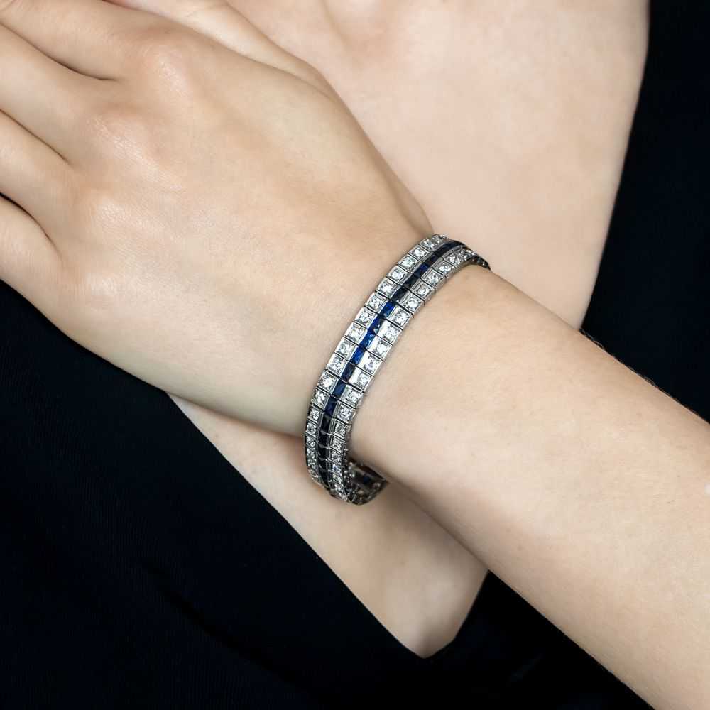 Art Deco Diamond and Synthetic Sapphire Bracelet - image 5