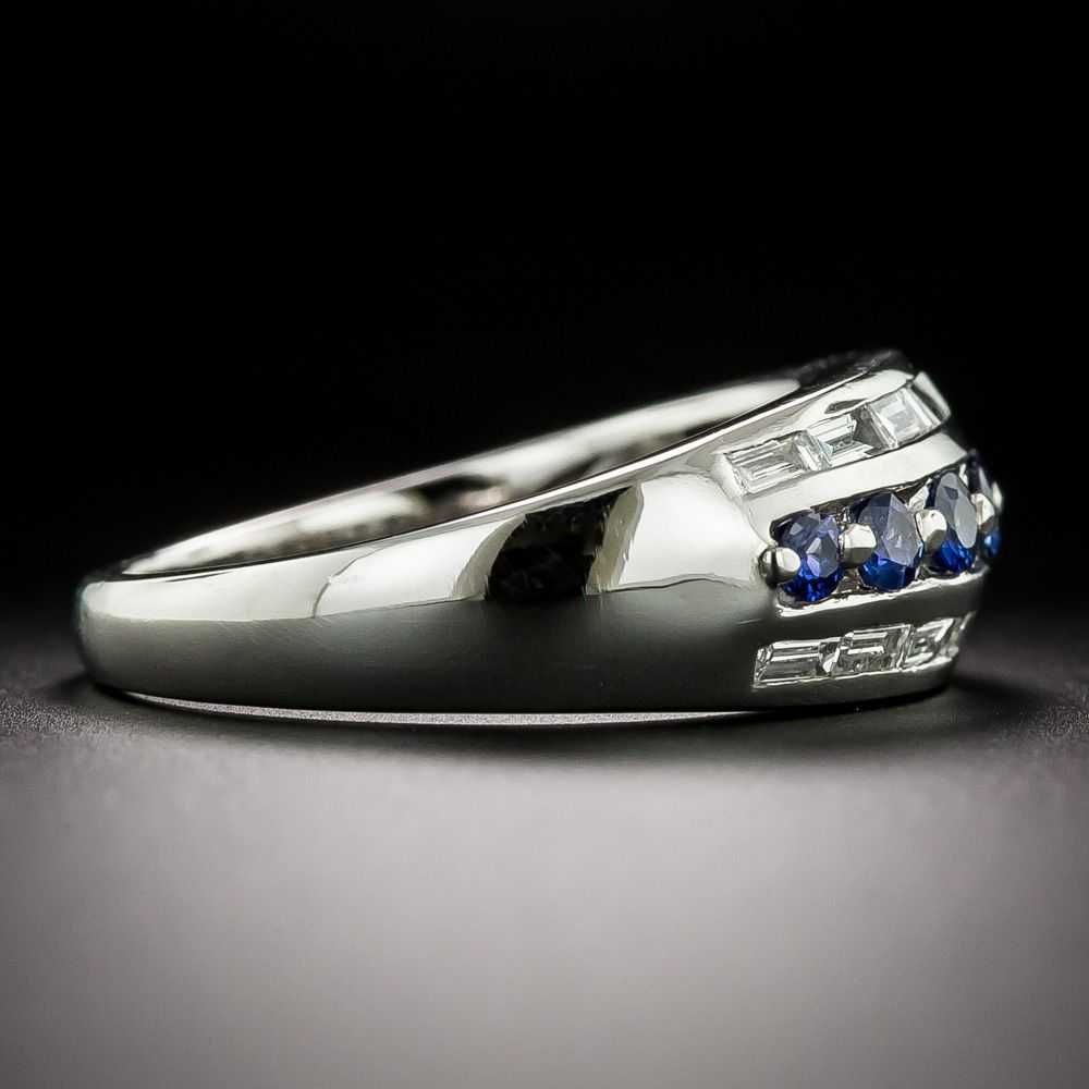 Estate Sapphire and Diamond Three-Row Ring - image 2
