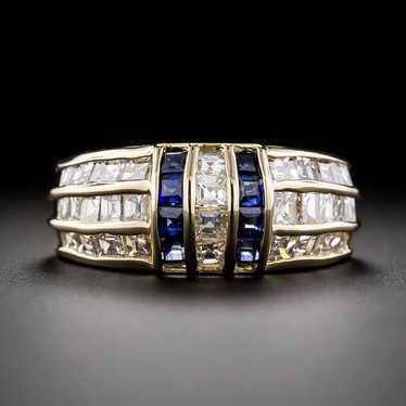 Estate Baguette Diamond and Sapphire Band