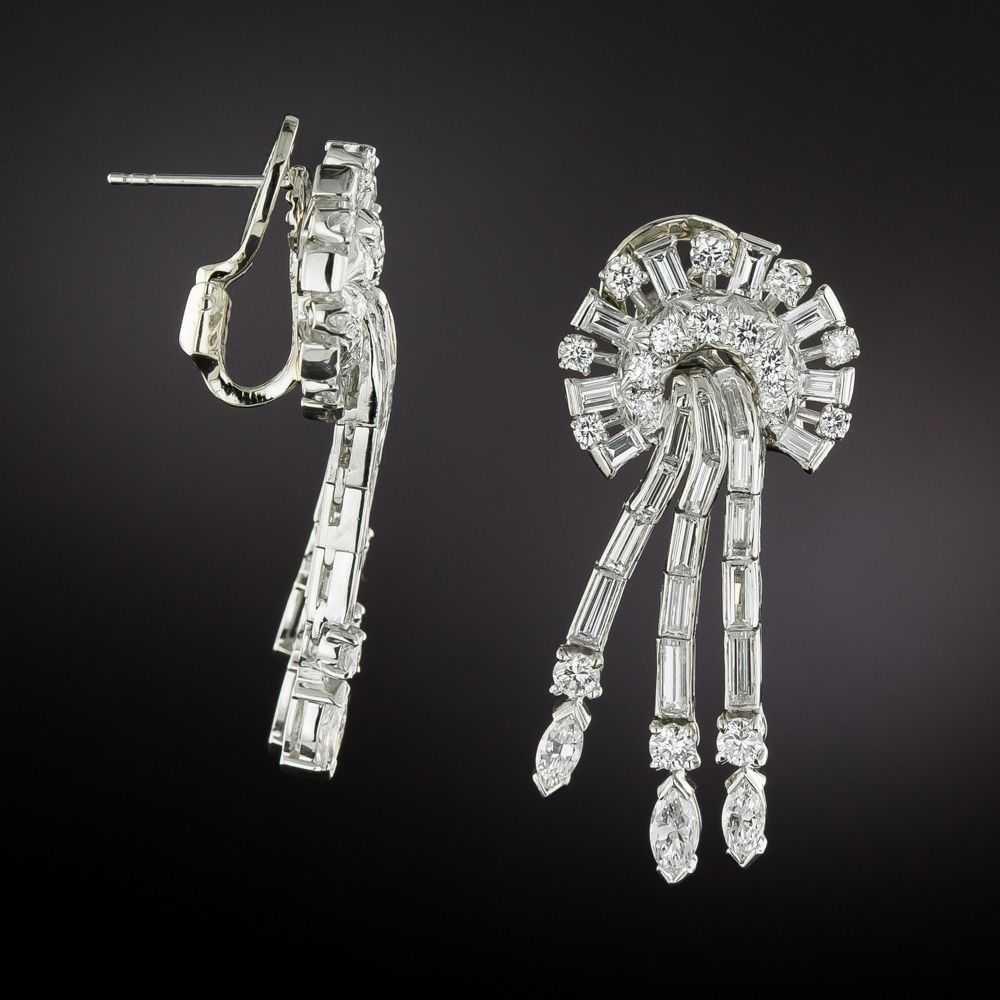 Mid-Century Cascading Diamond Drop Earrings - image 2