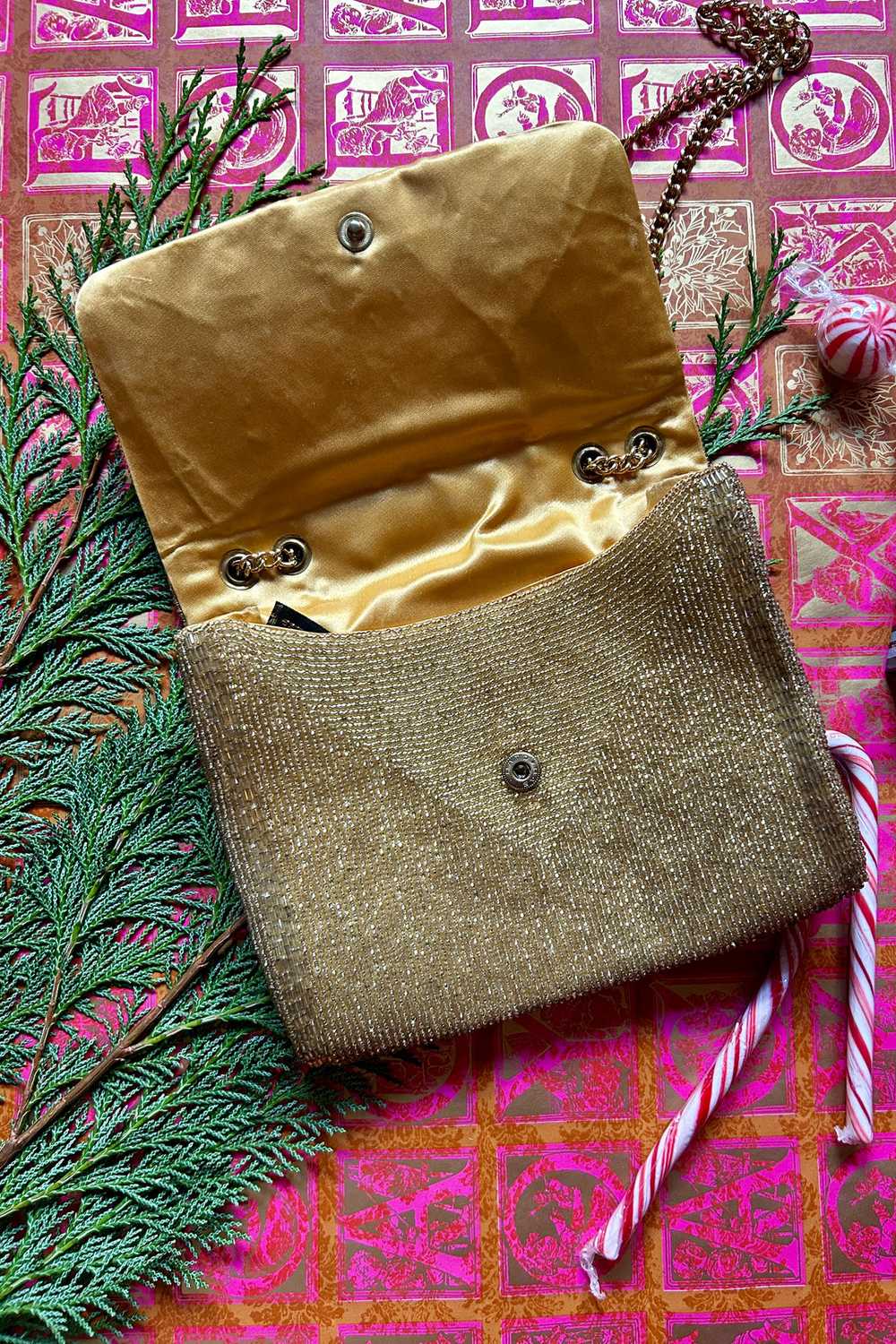Gold Bead Flap Top Bag - image 4