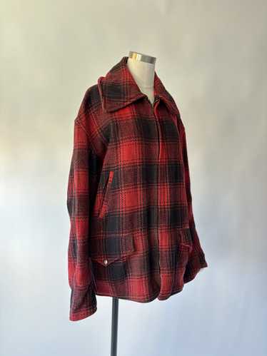 Penney's 40's red and black plaid wool jacket buff