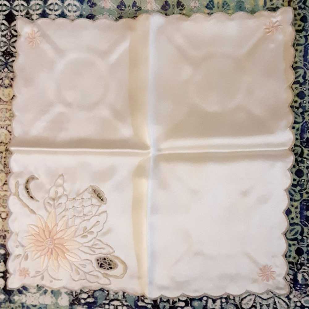 Vintage silk hand embroidered handkerchief new in… - image 1