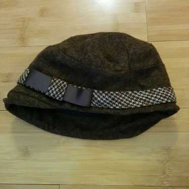 Brown Herringbone Cloche Hat - image 1