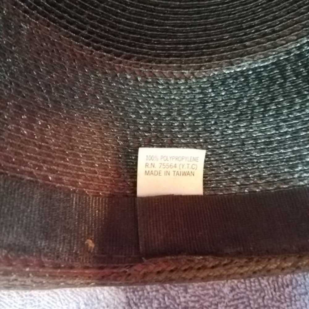 Vintage Black Wicker Breton Style Hat - image 5