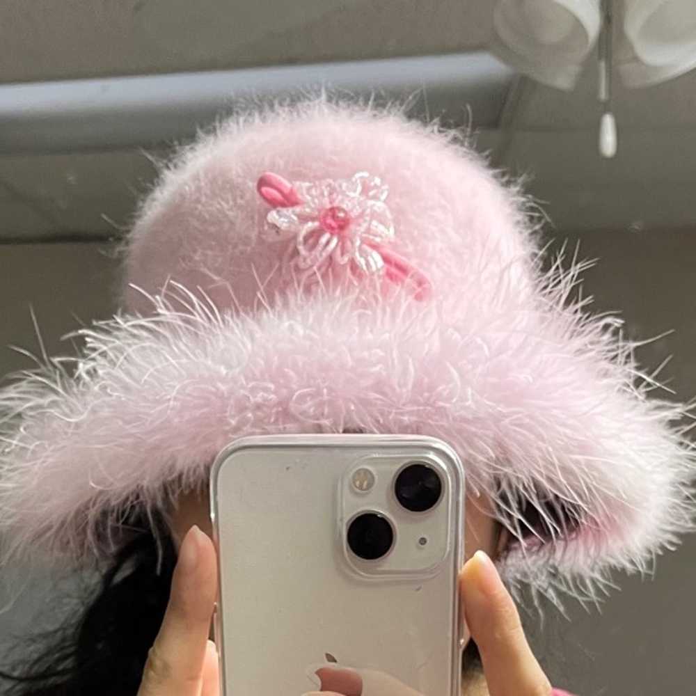 Vintage Pink fuzzy hat - image 2