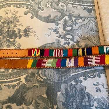 Peruvian Style Woven 1980's Belt Cotton/Leather - image 1