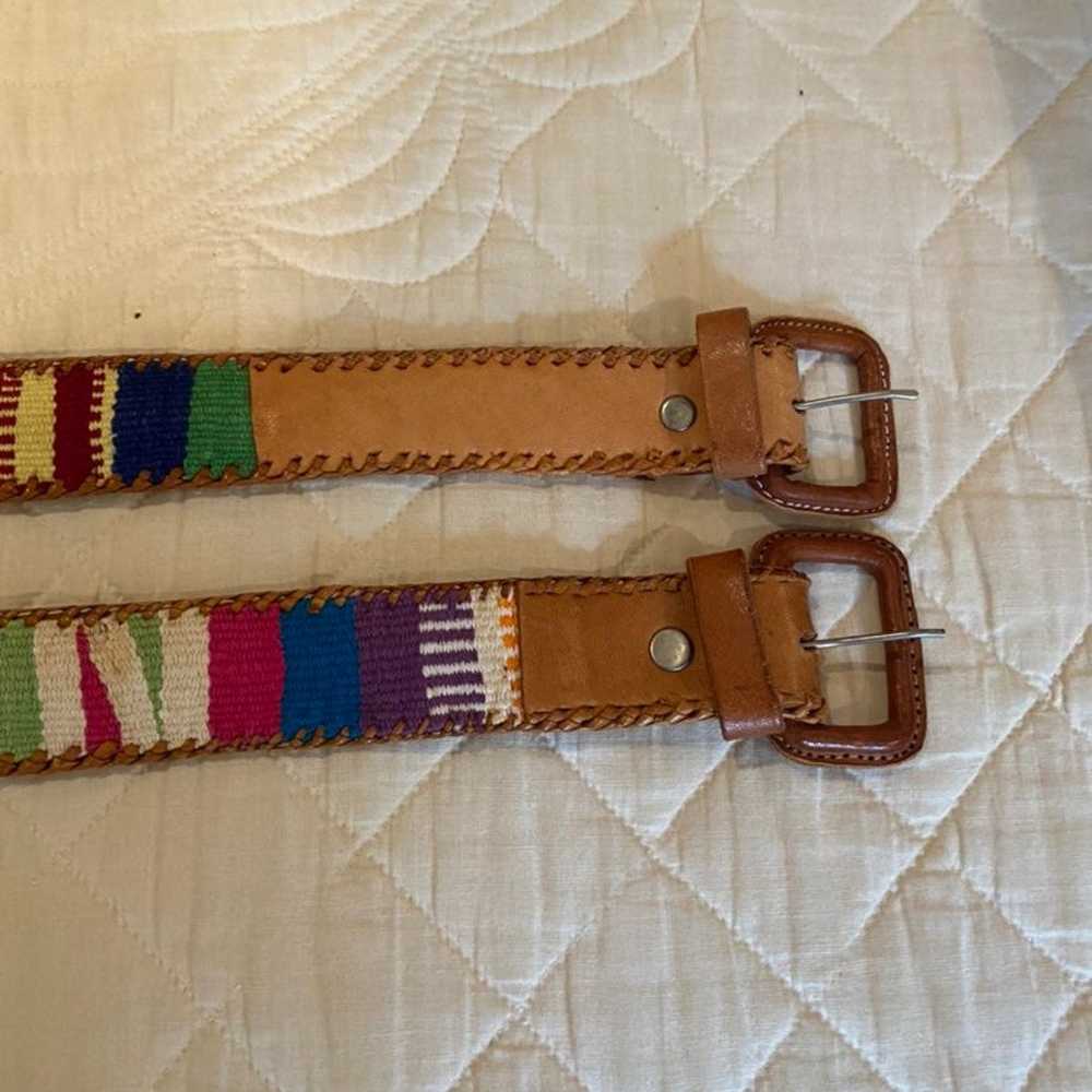 Peruvian Style Woven 1980's Belt Cotton/Leather - image 3