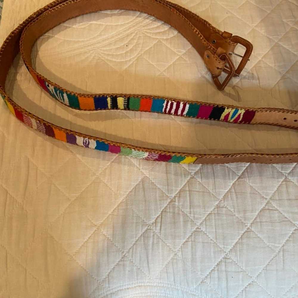 Peruvian Style Woven 1980's Belt Cotton/Leather - image 4