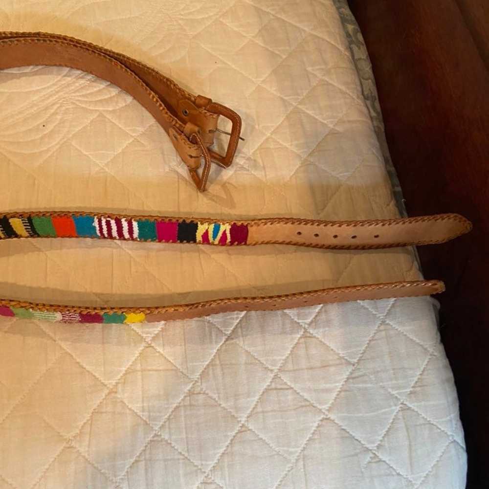 Peruvian Style Woven 1980's Belt Cotton/Leather - image 5