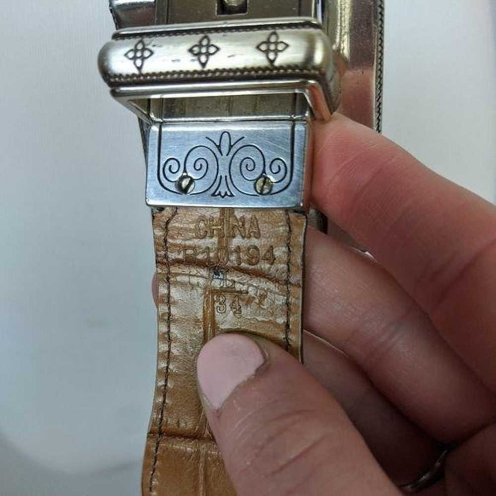 Vintage Leather Convertible Belt 34 L Tan Brown B… - image 10
