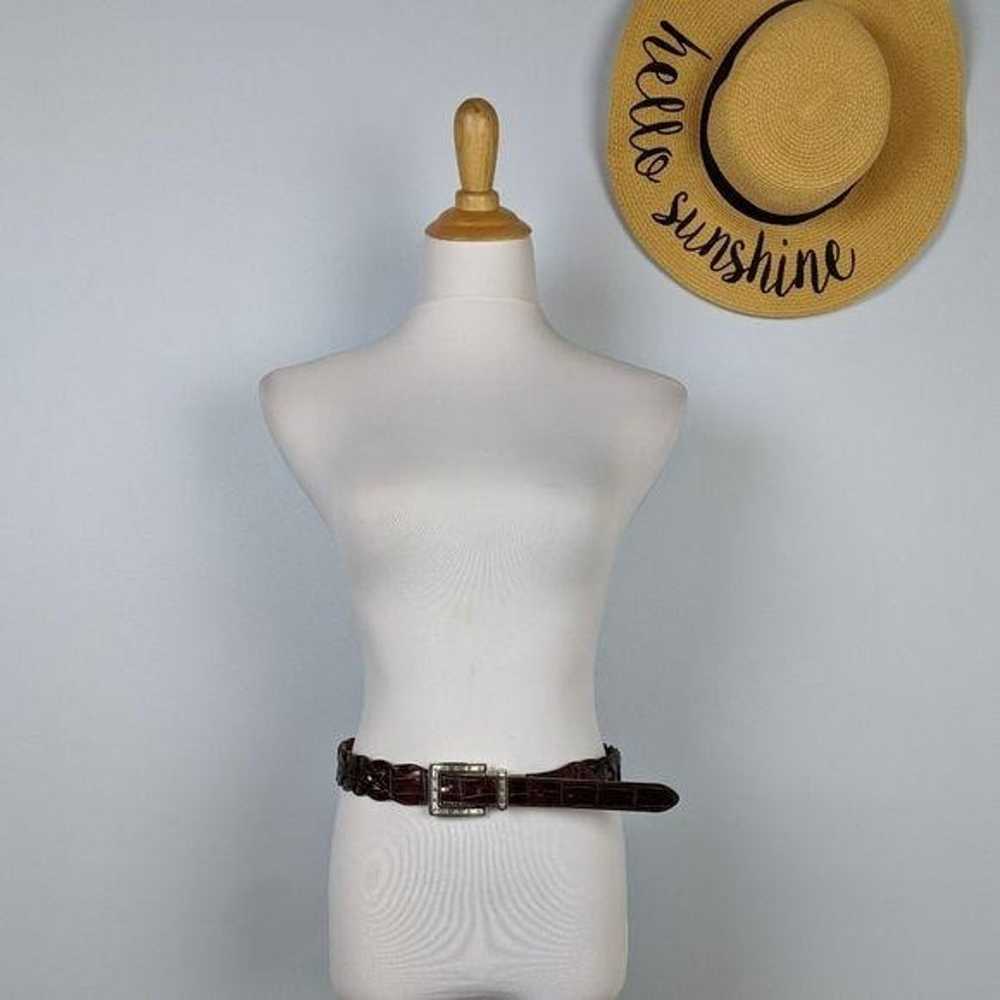 Vintage Leather Convertible Belt 34 L Tan Brown B… - image 3