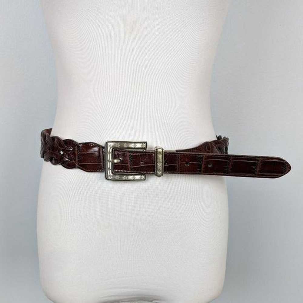 Vintage Leather Convertible Belt 34 L Tan Brown B… - image 4