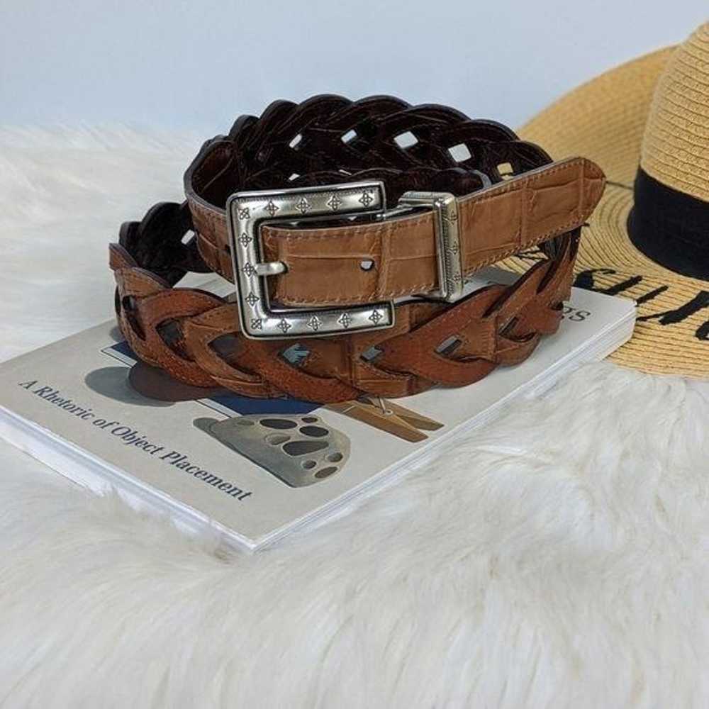 Vintage Leather Convertible Belt 34 L Tan Brown B… - image 7