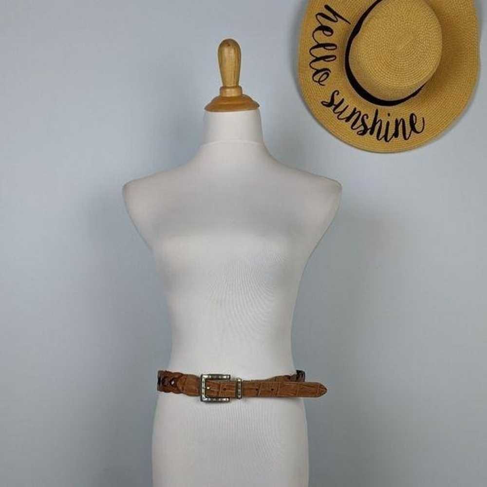 Vintage Leather Convertible Belt 34 L Tan Brown B… - image 8
