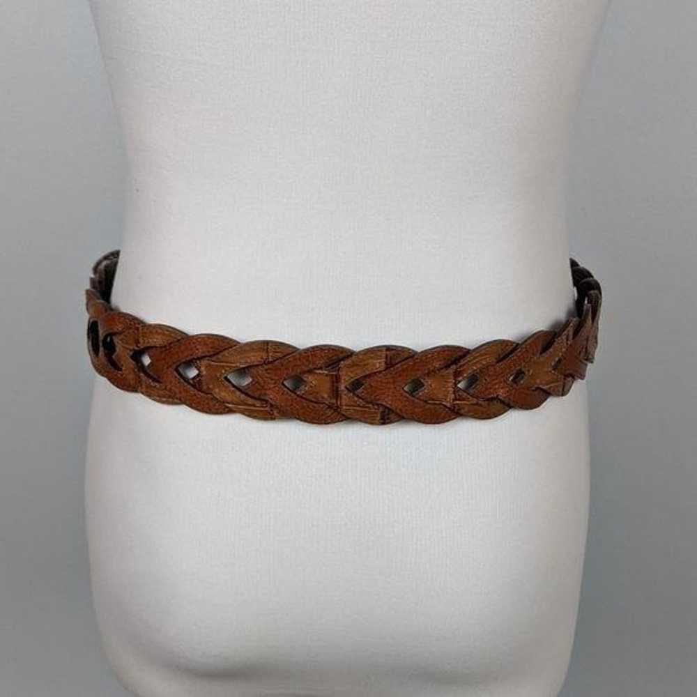 Vintage Leather Convertible Belt 34 L Tan Brown B… - image 9
