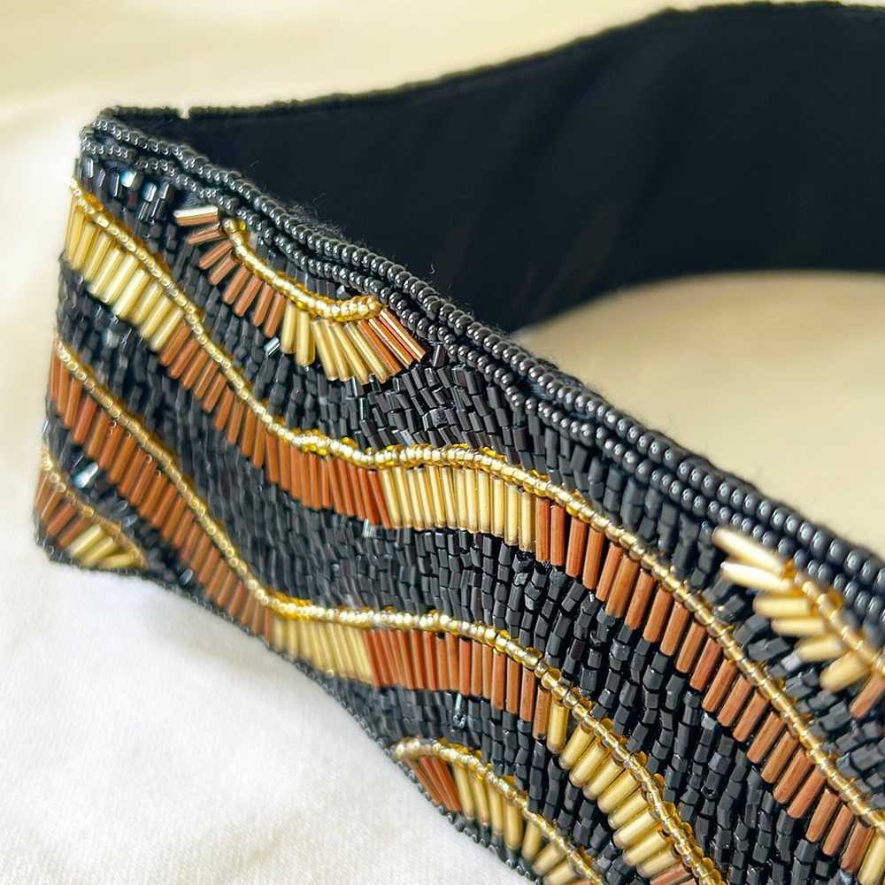 Vintage beaded designer style fashion belt - image 5