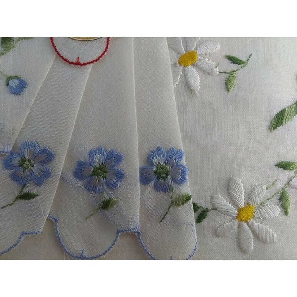 Embroidered Swiss Cotton Hankies Blue Red Flowers… - image 11