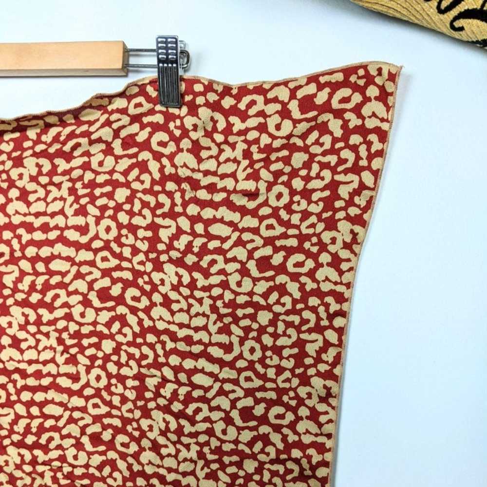 Vintage Scarf Leopard Print Large Square Rust Red… - image 4