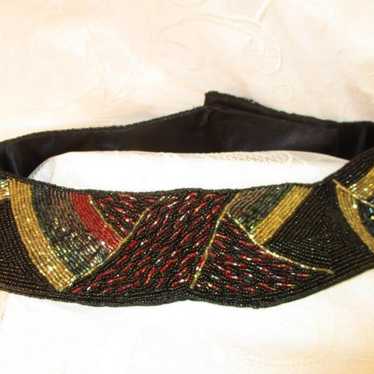 vintage wide beaded evening belt
