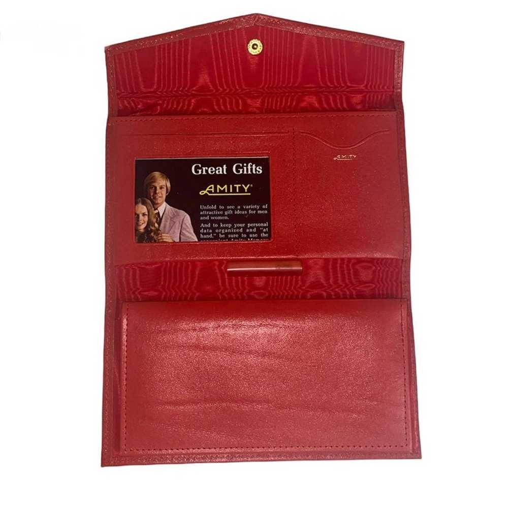 Vintage Amity Red Leather Wallet and Checkbook Cl… - image 3