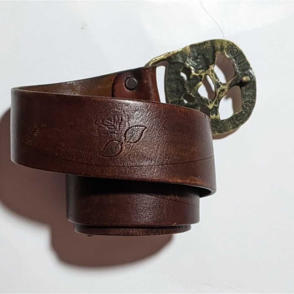 Leather Belt with Sandcast Brass Buckle - image 3