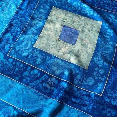 Hand Dyed Blue 100% Silk Scarf - image 1