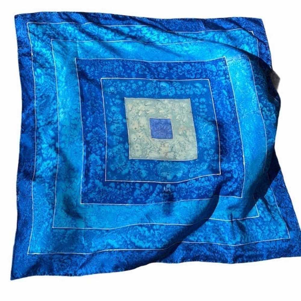 Hand Dyed Blue 100% Silk Scarf - image 2