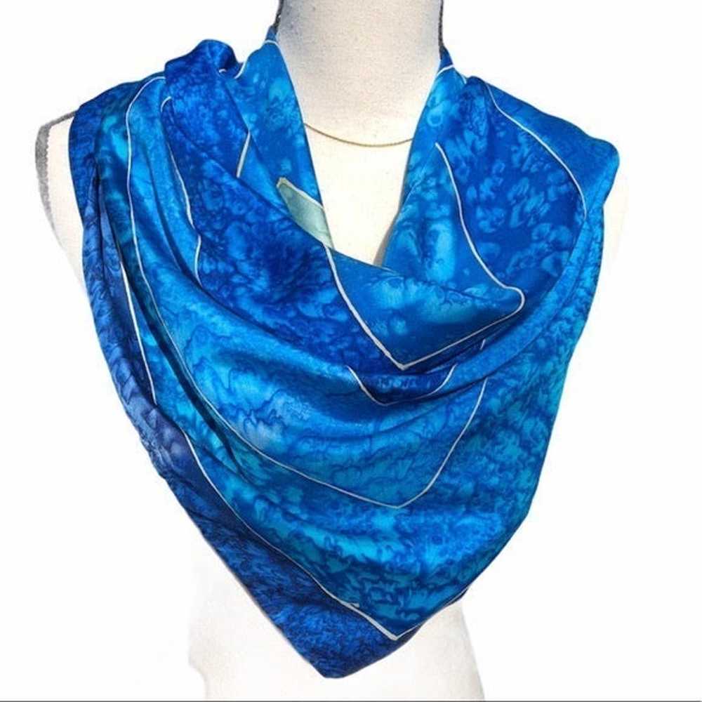 Hand Dyed Blue 100% Silk Scarf - image 7