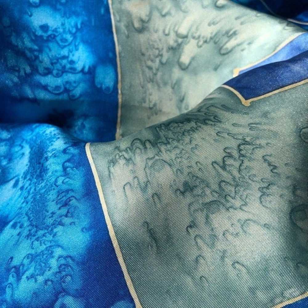 Hand Dyed Blue 100% Silk Scarf - image 8