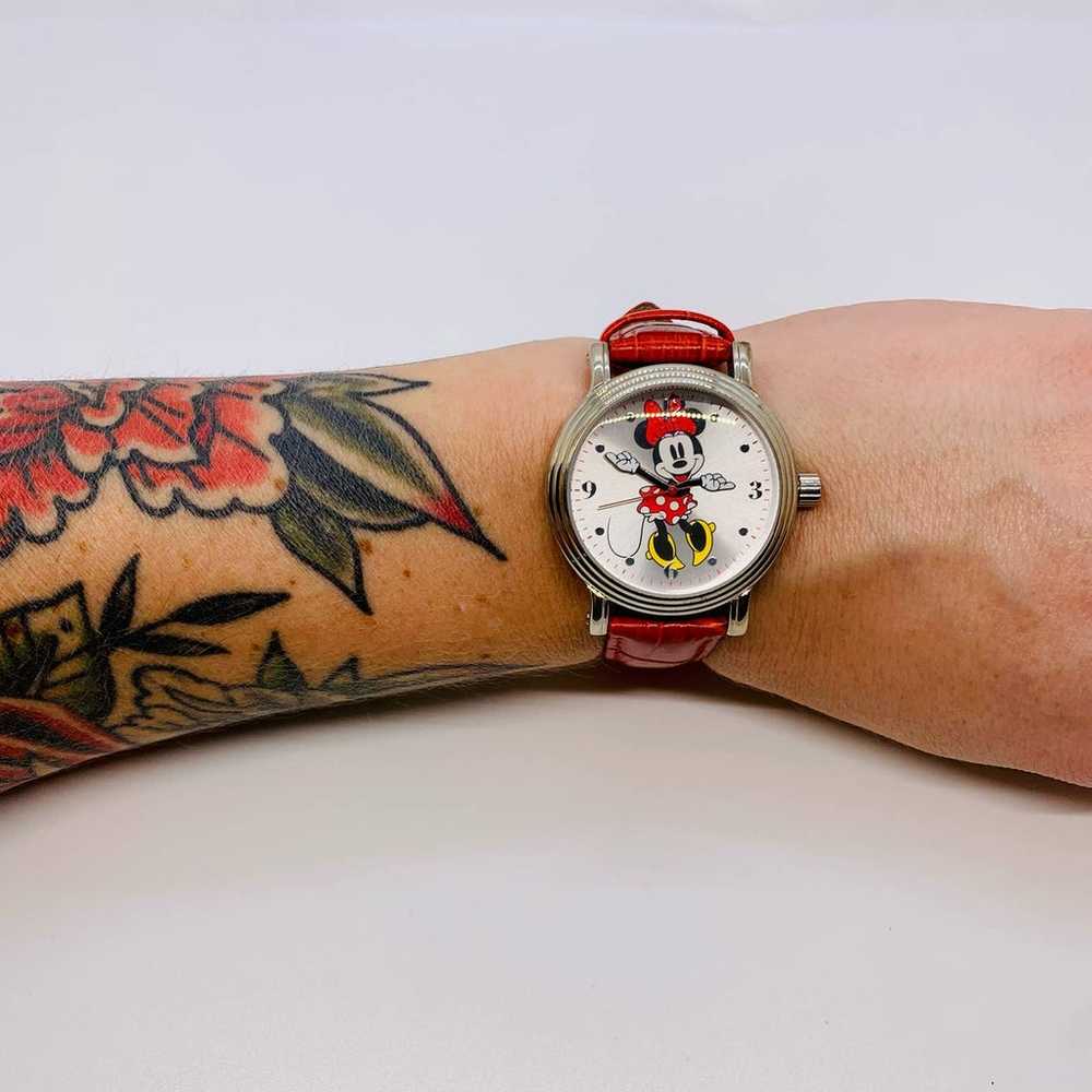Vintage Minnie Mouse Red Leather Band Watch - image 1