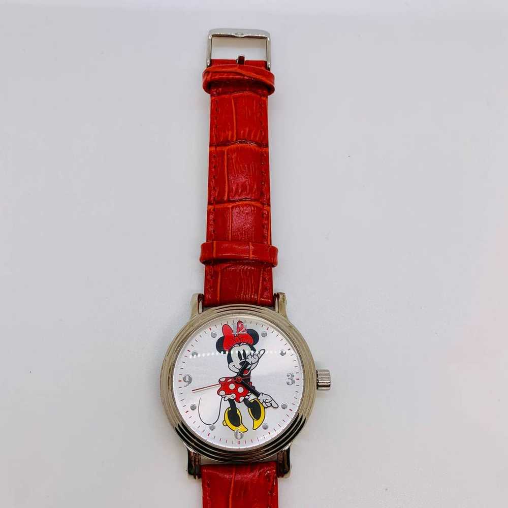 Vintage Minnie Mouse Red Leather Band Watch - image 4