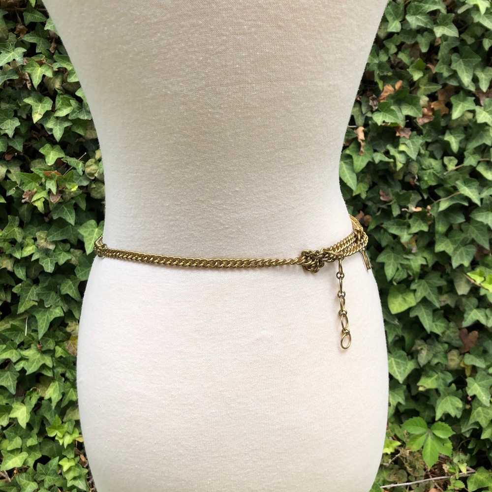 VINTAGE Made In India Gold Chain Belt With Metal … - image 4