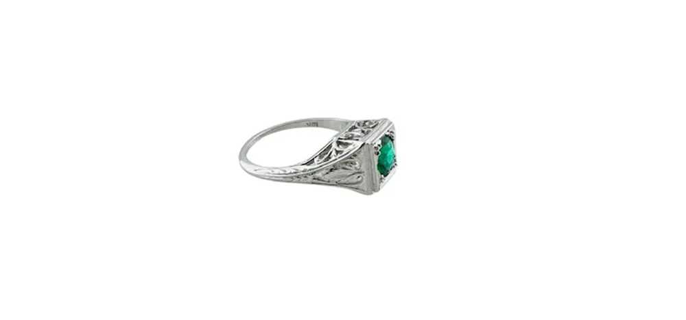 18K White Gold Green Garnet Filigree Ring #15993 - image 3