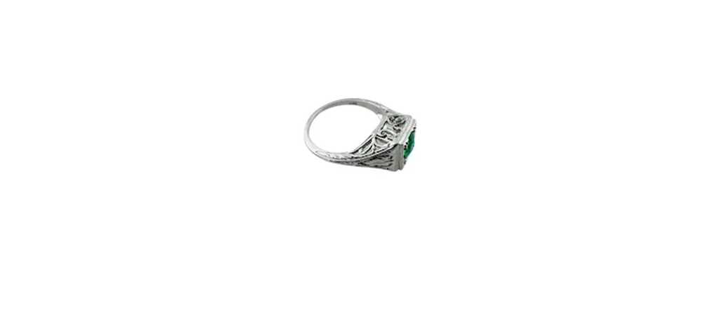 18K White Gold Green Garnet Filigree Ring #15993 - image 6