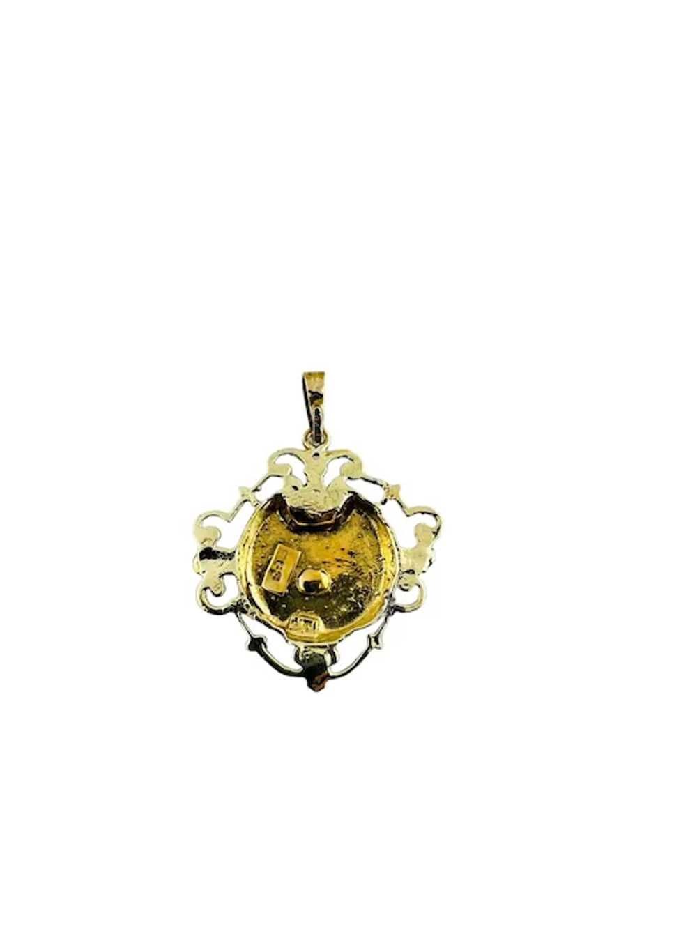 Victorian 14K Yellow Gold Black Enamel Diamond Pe… - image 5