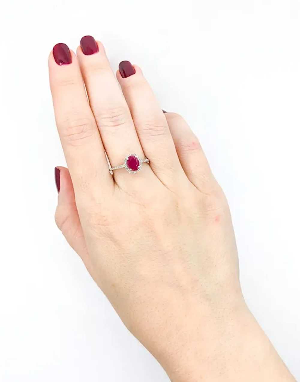 Ruby & Diamond Ring White Gold - image 3