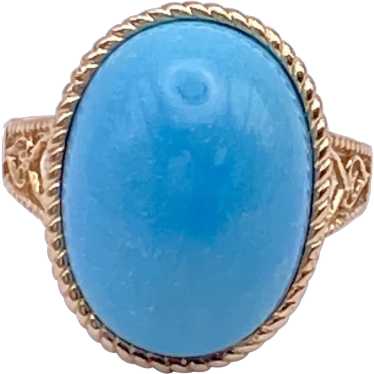 Caribbean Blue Larimar and 14K Gold Ring - image 1