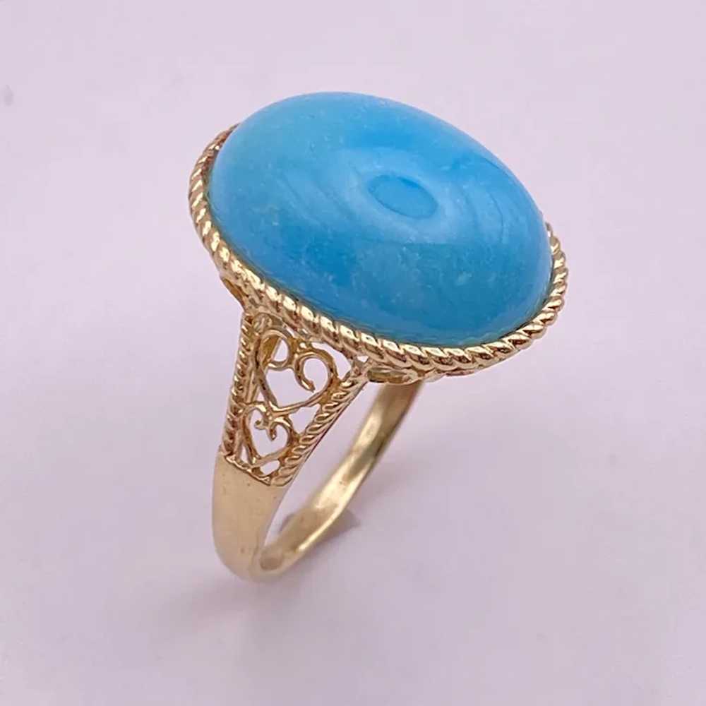 Caribbean Blue Larimar and 14K Gold Ring - image 3