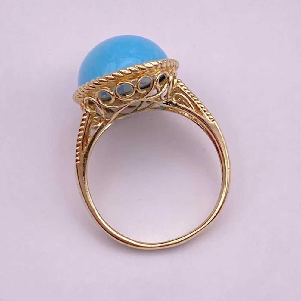 Caribbean Blue Larimar and 14K Gold Ring - image 5