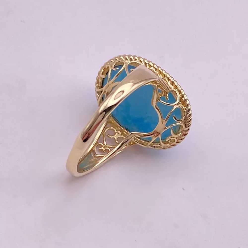 Caribbean Blue Larimar and 14K Gold Ring - image 6